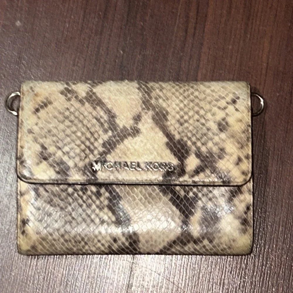Michael Kors Jet Set Snakeskin‎ Crossbody Wallet Bag Brown